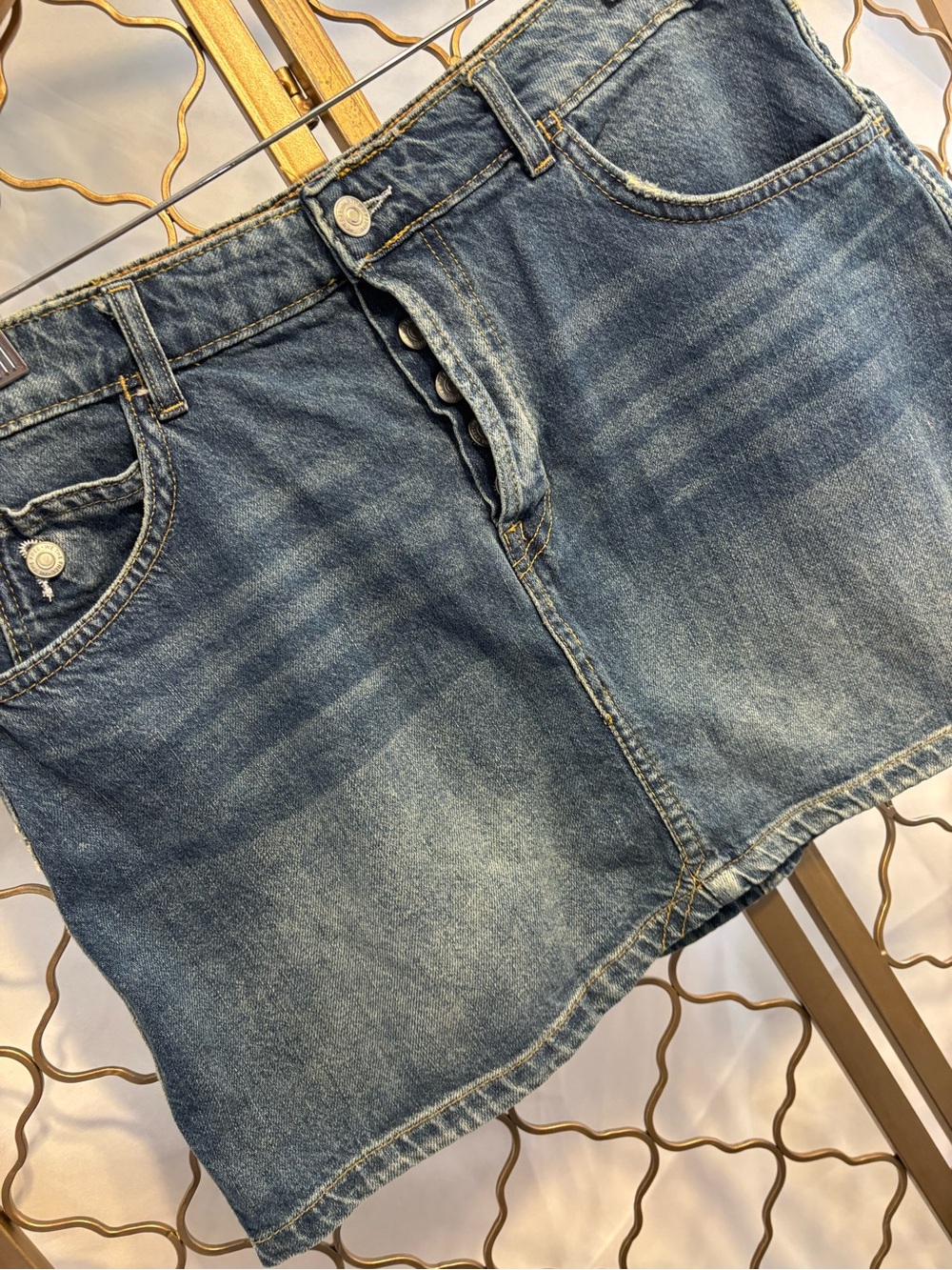 We The Free by Free People Anthropologie Denim Mini Skirt in Faded Blue size 32 - Picture 5 of 12